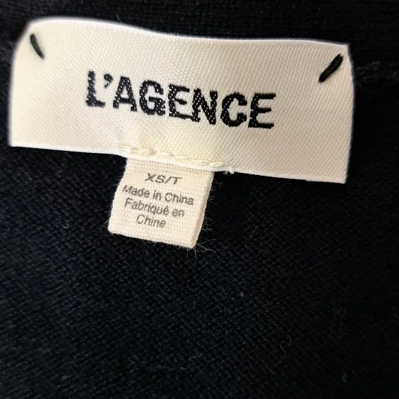 L'AGENCE Black and White Ronny Piped Wool and Cotton Cardigan Size XS - Picture 11 of 12